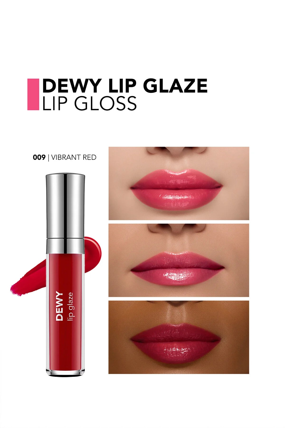 Flormar Dewy Lip Glaze Nemlendirici Yarı Transparan Dudak Parlatıcısı – 009 Vibrant Red