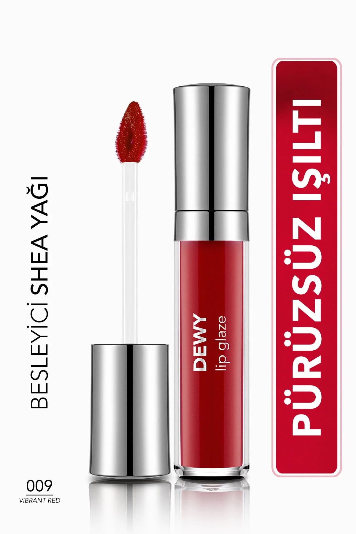 Flormar Dewy Lip Glaze Nemlendirici Yarı Transparan Dudak Parlatıcısı – 009 Vibrant Red