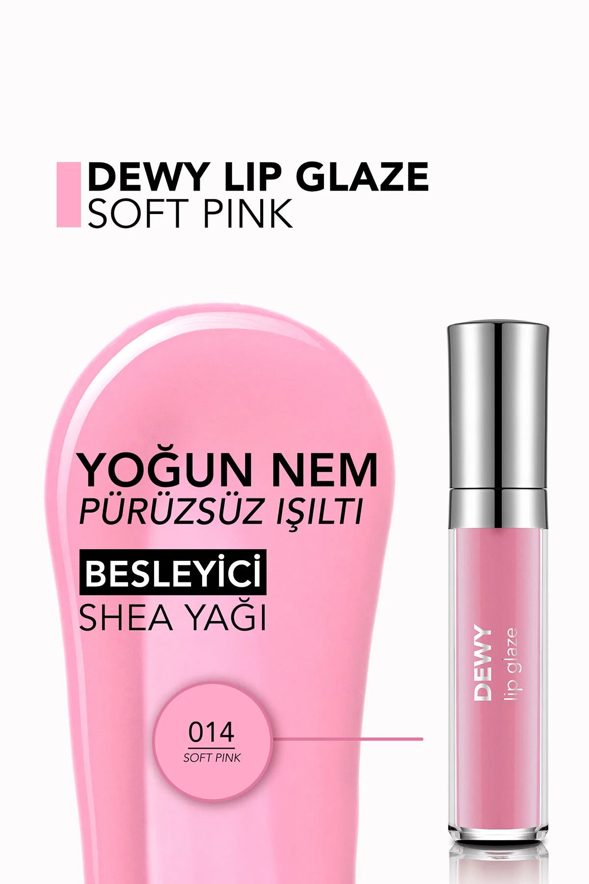 Flormar Dewy Lip Glaze Nemlendirici Yarı Transparan Dudak Parlatıcısı – 014 Soft Pink