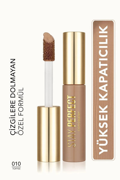 Flormar Stay Perfect Yüksek Pigmentli & Yarı Mat Bitişli Likit Kapatıcı – 010 Toffee