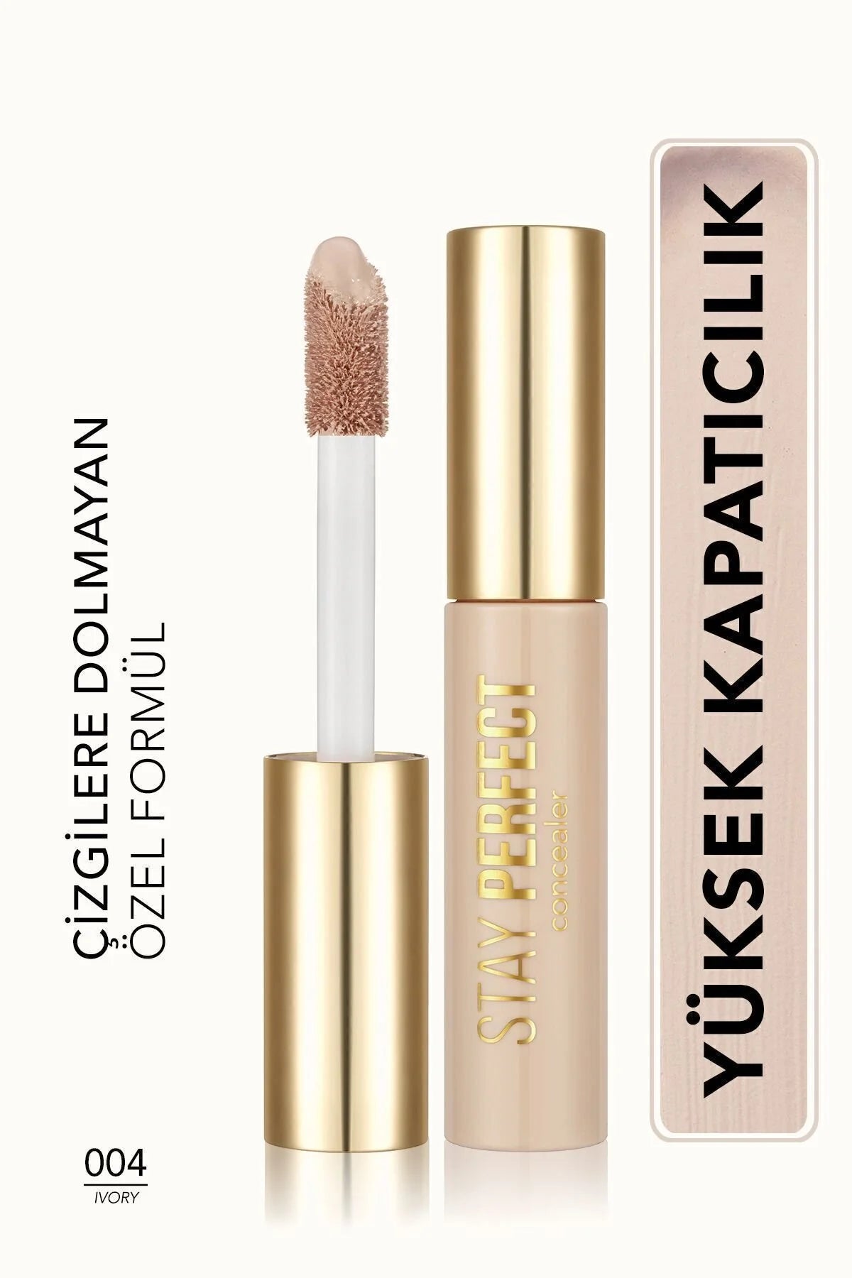 Flormar Stay Perfect Yüksek Pigmentli & Yarı Mat Bitişli Likit Kapatıcı – 004 Ivory