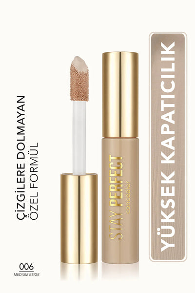 Flormar Stay Perfect Yüksek Pigmentli & Yarı Mat Bitişli Likit Kapatıcı – 006 Medium Beige