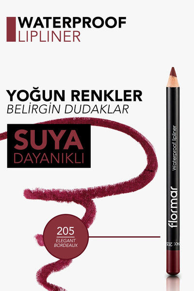 Flormar Suya Dayanıklı Dudak Kalemi – Waterproof Lipliner 205 Elegant Bordeaux