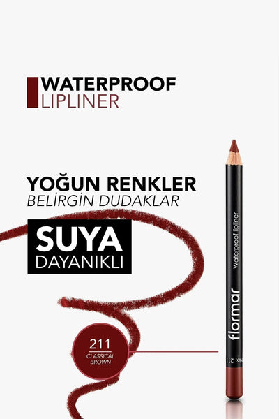 Flormar Suya Dayanıklı Dudak Kalemi – Waterproof Lipliner 211 Classical Brown