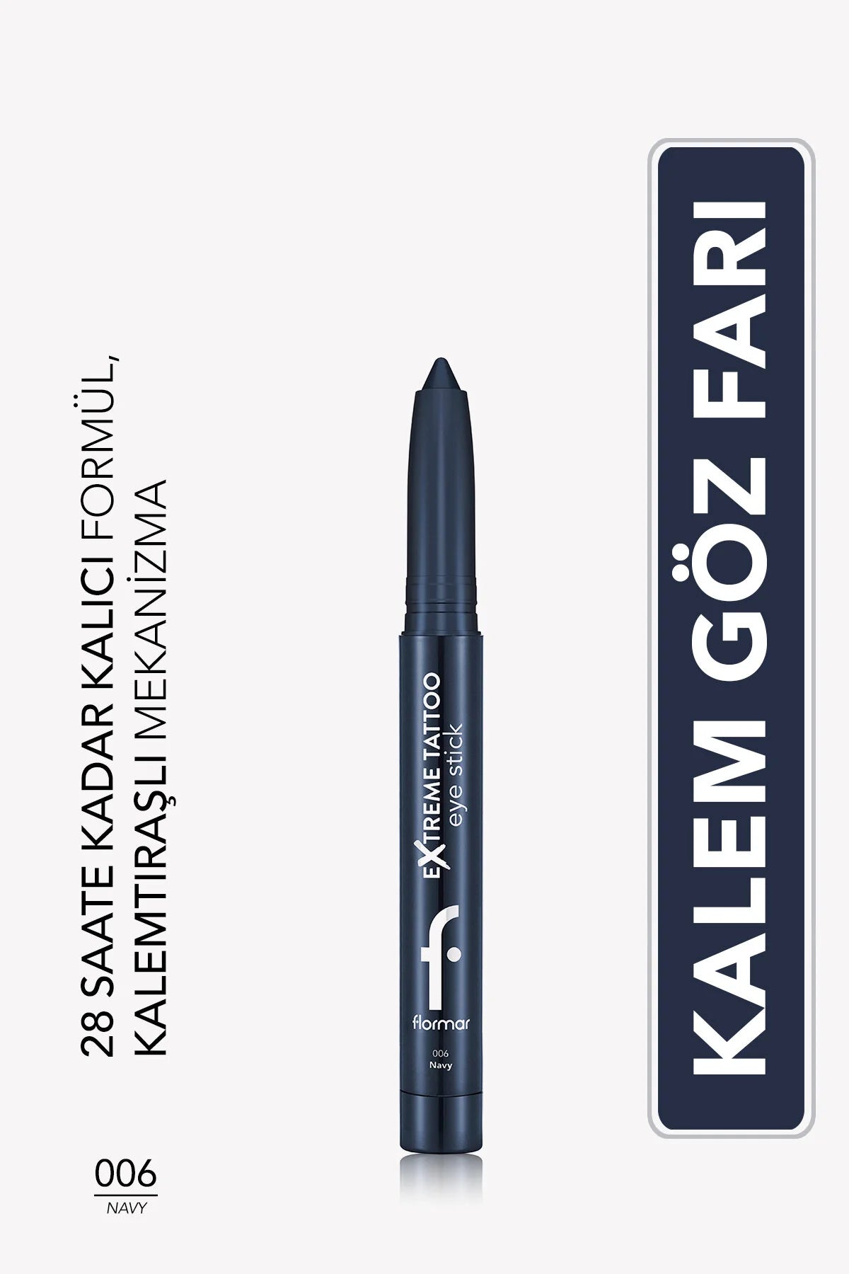 Flormar Extreme Tattoo Işıltılı Kalemtıraşlı Jel Göz Kalemi & Far Stick – 006 Navy