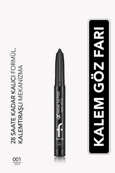 Flormar Extreme Tattoo Mat Kalemtıraşlı Jel Göz Kalemi & Far Stick – 001 Onyx