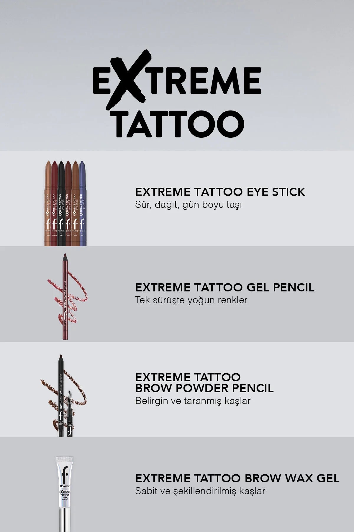 Flormar Extreme Tattoo Kalemtıraşlı Jel Göz Kalemi & Far Stick ürün detay görseli