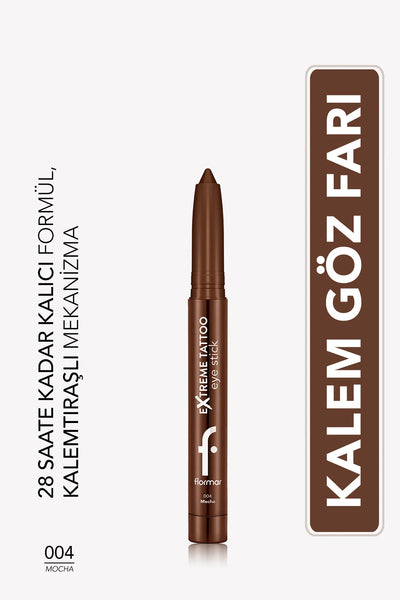 Flormar Extreme Tattoo Mat Kalemtıraşlı Jel Göz Kalemi & Far Stick – 004 Mocha
