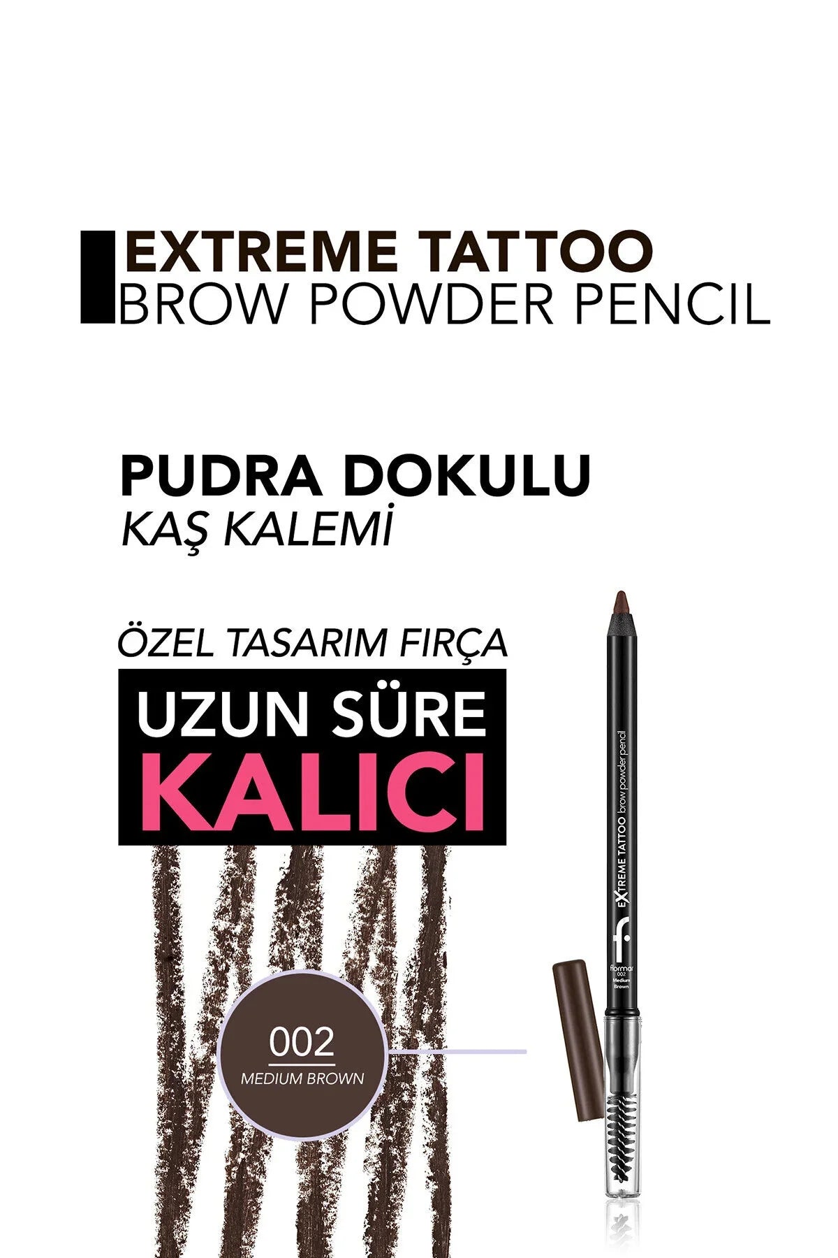 Flormar Extreme Tattoo Pudra Bitişli Fırçalı Kaş Kalemi ürün detay görseli