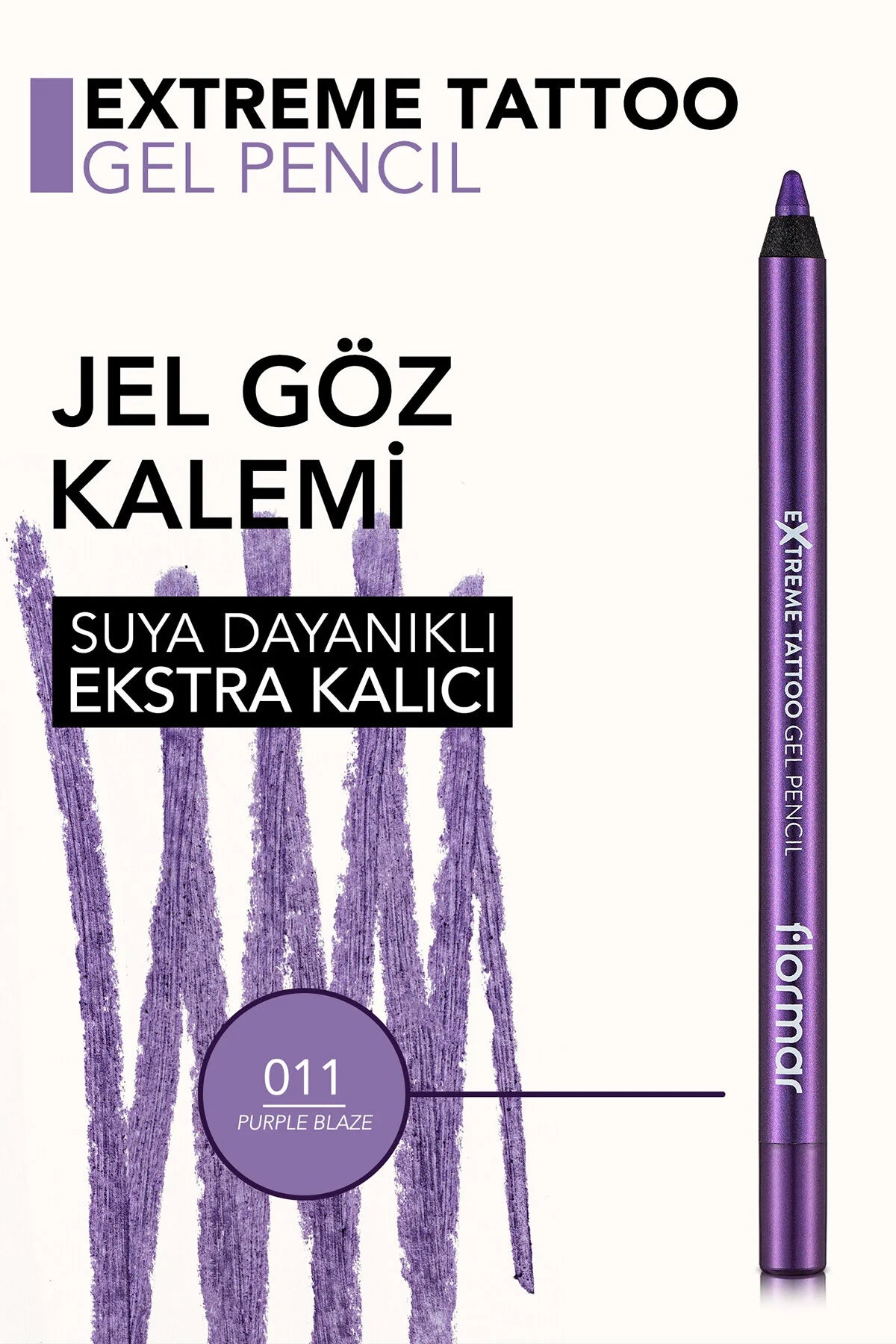 Flormar Extreme Tattoo Göz Kalemi 11 Purple Blaze kullanım görseli