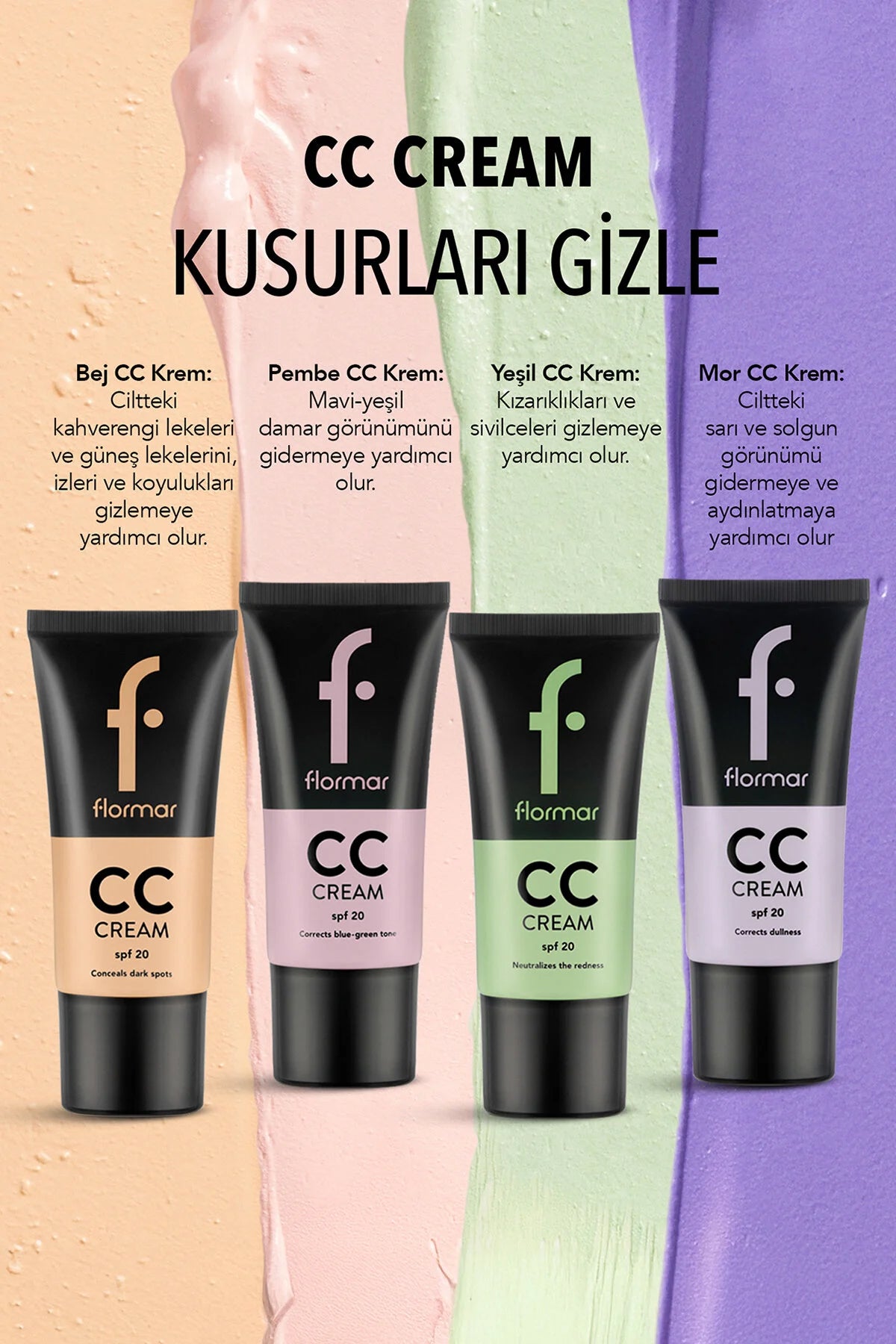 Flormar Kızarık Görünüm Önlemeye Yardımcı CC Krem – CC02 Antiredness