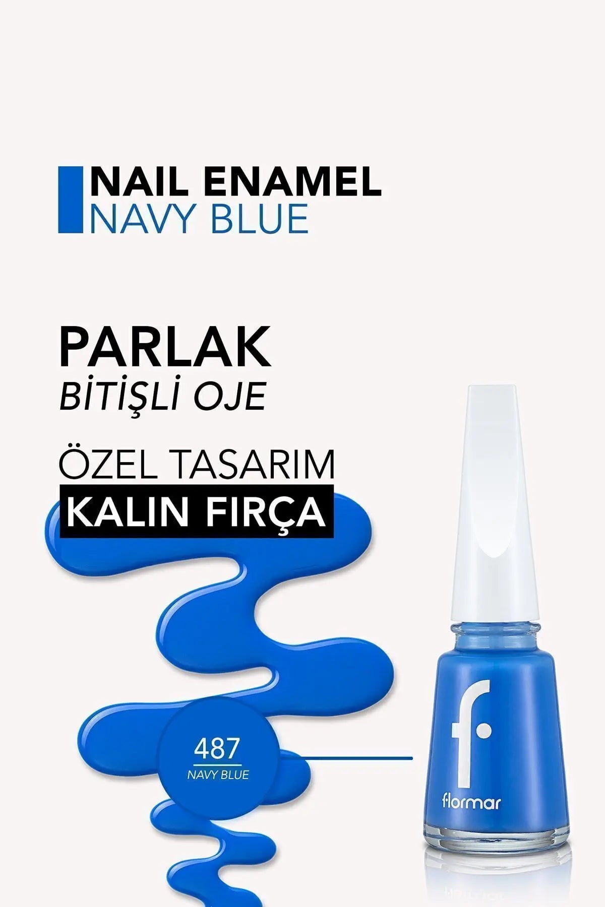 Flormar Klasik Parlak Bitişli Yüksek Pigmentli Oje – FNE-487 Navy Blue