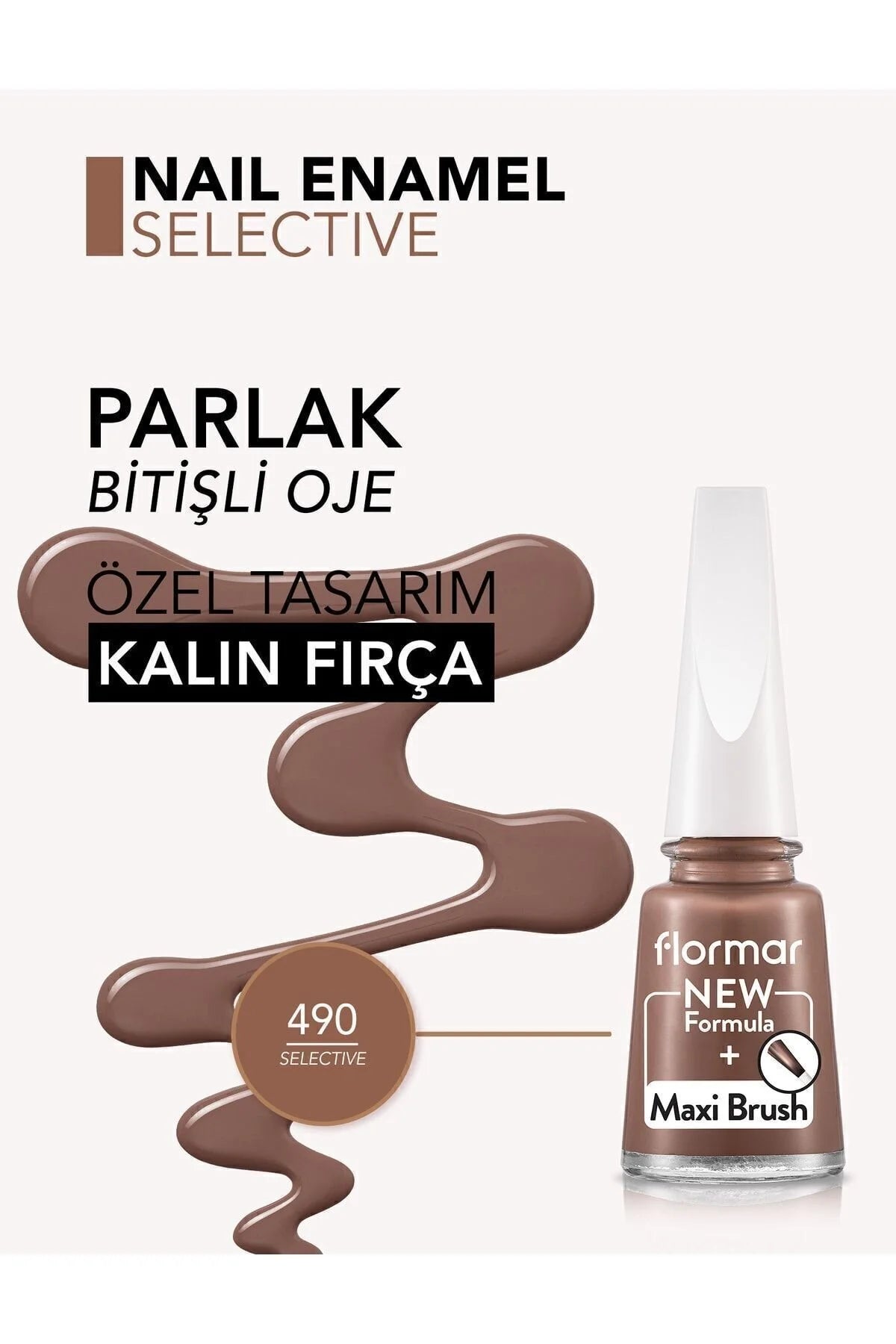 Flormar Nail Enamel FNE-490 Selective New fırça yakın çekim
