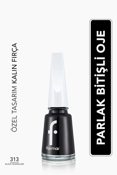 Flormar Klasik Parlak Bitişli Yüksek Pigmentli Oje – FNE-313 Black Minimalism