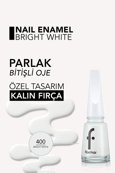 Flormar Klasik Parlak Bitişli Yüksek Pigmentli Oje – FNE-400 Bright White