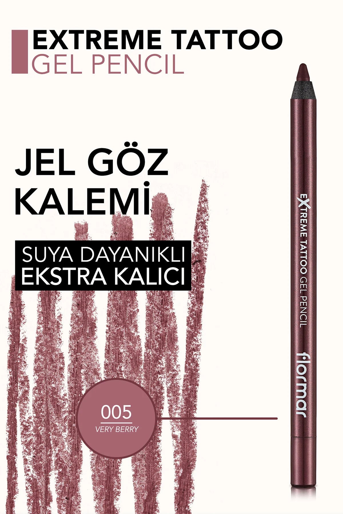 Flormar Extreme Tattoo Göz Kalemi 05 Very Berry detay görünüm