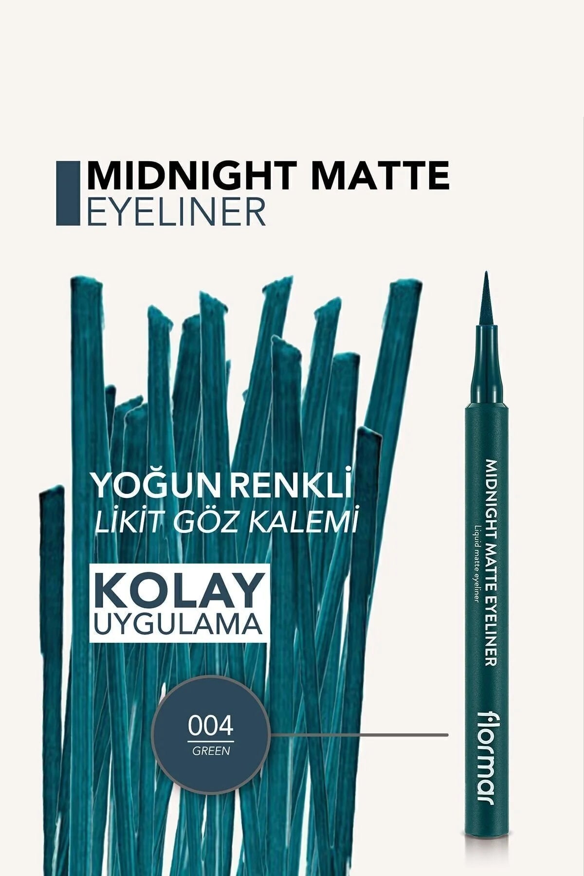 Flormar Midnight Matte Eyeliner Green kullanım görseli