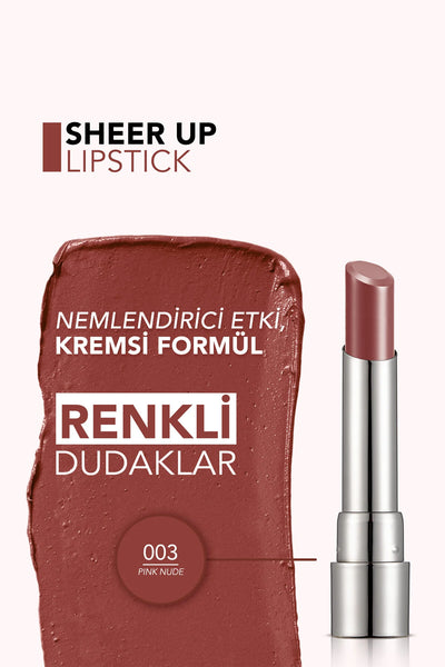 Flormar Sheer Up Ruj 003 Pinky Nude detay görünüm