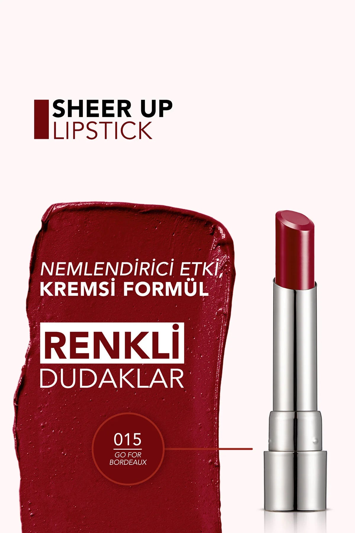 Flormar Sheer Up Ruj 015 Go For Bordeaux detay görünüm