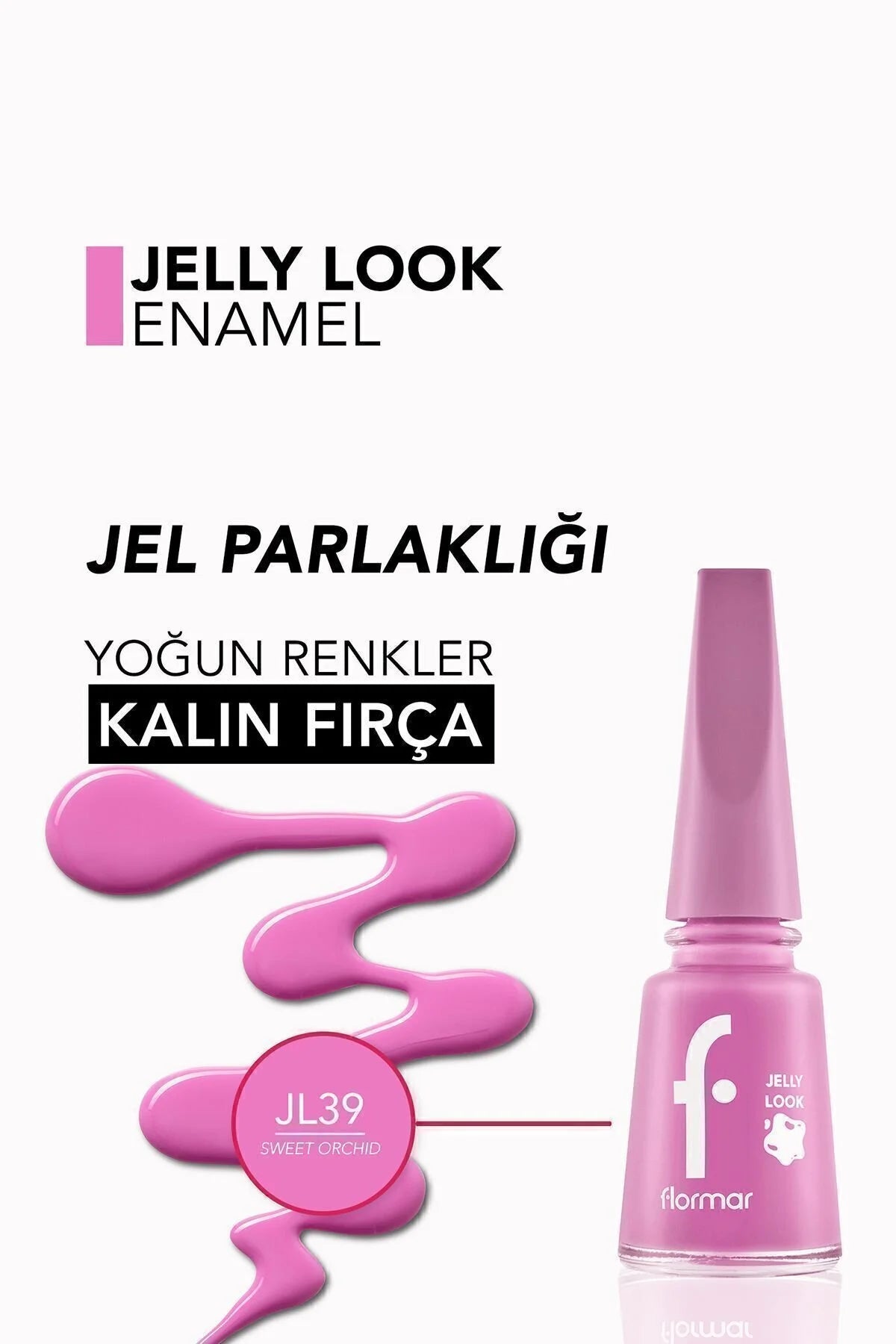 Flormar Jel Görünümlü Parlak Oje – Jelly Look Nail Enamel – JL39 Sweet Orchid