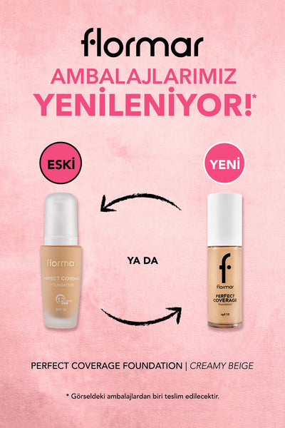 Flormar Perfect Coverage Yüksek Pigmentli & Yarı Parlak Bitişli SPF15 Fondöten – 103 Cremy Beige