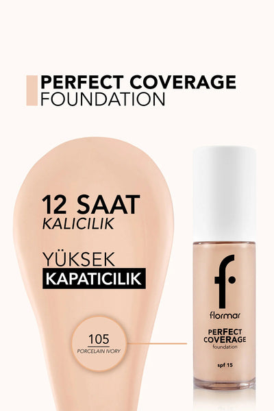 Flormar Perfect Coverage Fondöten Porcelain Ivory detay görünüm