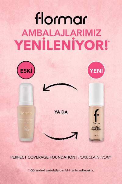 Flormar Perfect Coverage Yüksek Pigmentli & Yarı Parlak Bitişli SPF15 Fondöten – 105 Porcelain Ivory