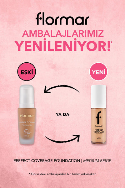 Flormar Perfect Coverage Yüksek Pigmentli & Yarı Parlak Bitişli SPF15 Fondöten – 113 Medium Beige