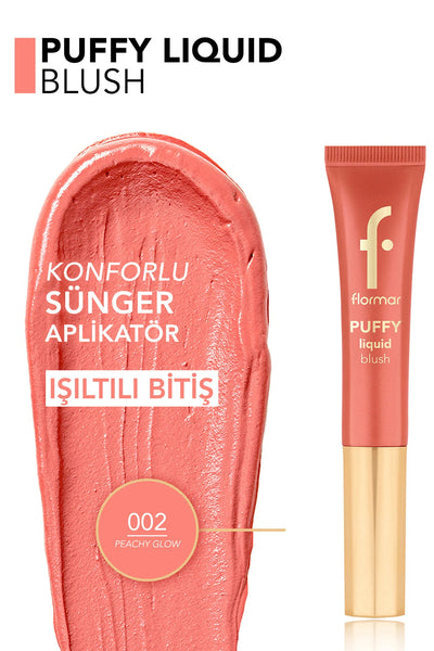 Flormar Puffy Likit Allık 002 Peachy Glow detay görünüm