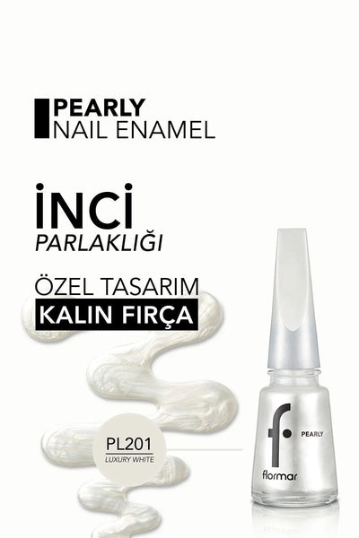 Flormar Pearly Yarı Transparan & Parlak Bitişli Sedefli Oje - PL201 Luxury White