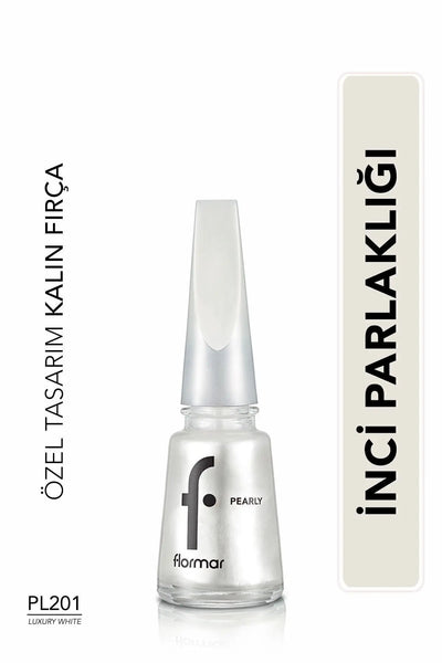 Flormar Pearly Yarı Transparan & Parlak Bitişli Sedefli Oje - PL201 Luxury White