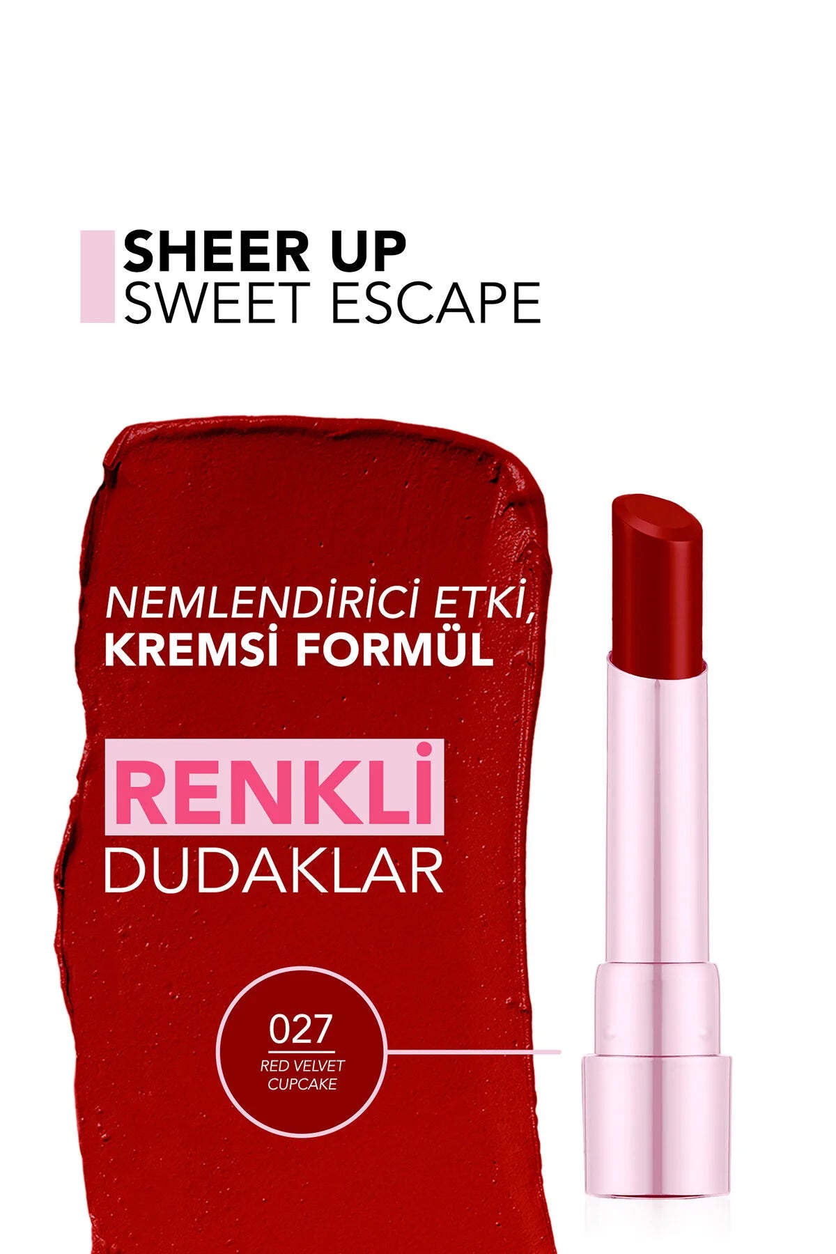 Flormar Sweet Escape Ruj 027 Red Velvet Cupcake detay görünüm