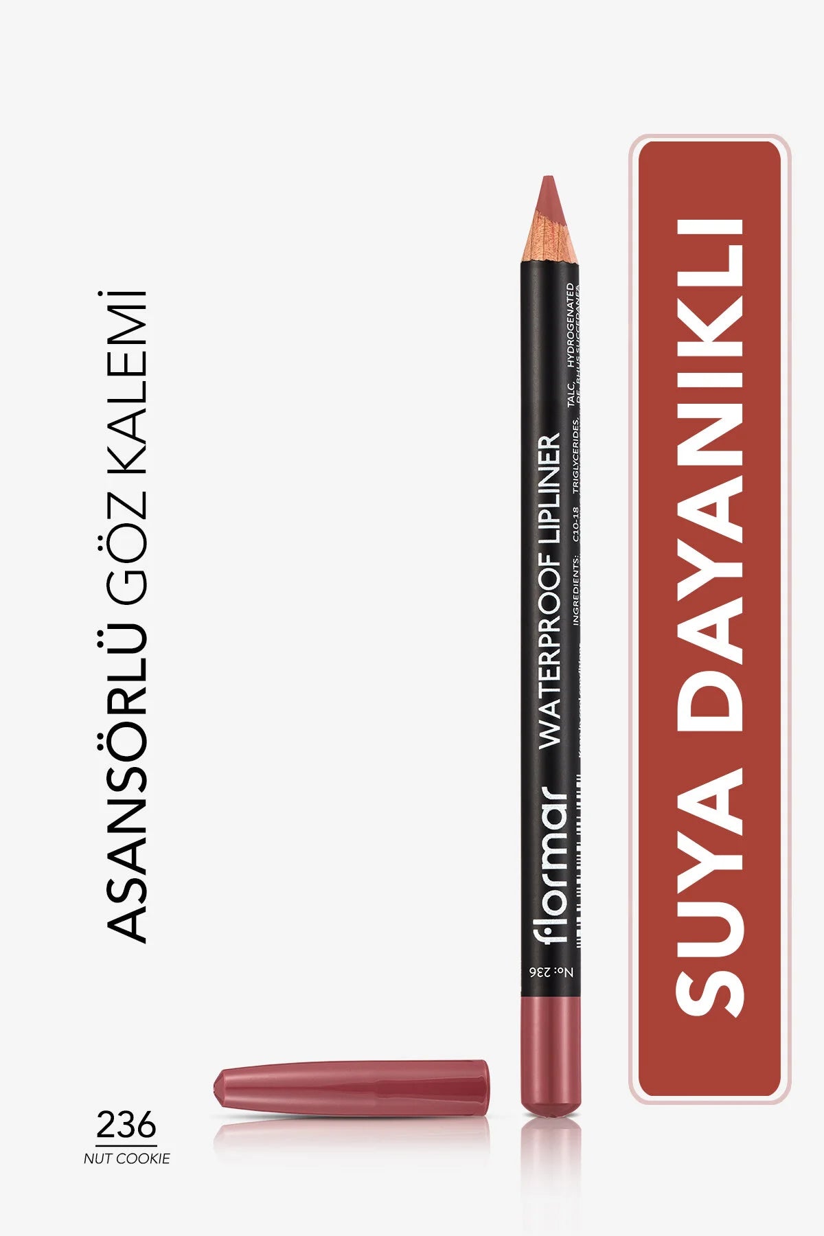 Flormar Suya Dayanıklı Dudak Kalemi – Waterproof Lipliner 236 Nut Cookie