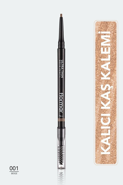 Flormar Ultra Thin Brow Pencil 001 Beige fırçalı kaş kalemi ürün görünümü