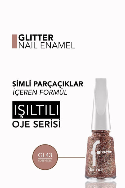Flormar Glitter Oje Rosegold detay görünüm