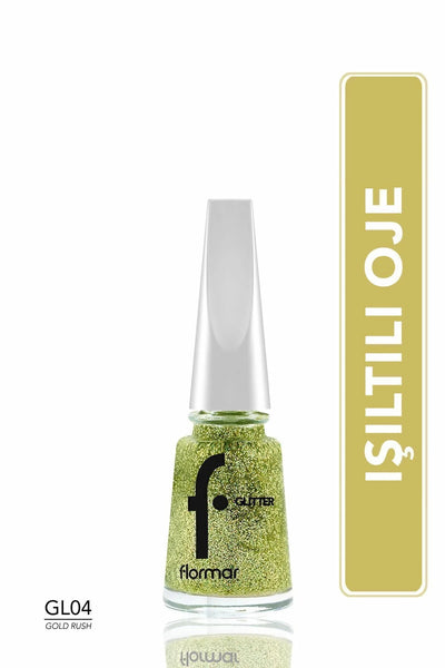 Flormar Glitter Oje Gold Rush önden görünüm