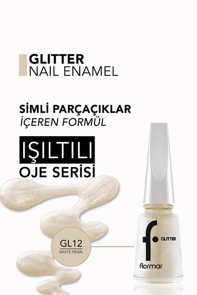 Flormar Glitter Oje White Pearl detay görünüm