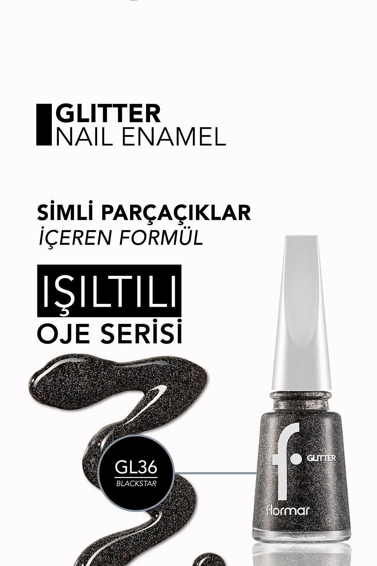 Flormar Glitter Oje Blackstar detay görünüm