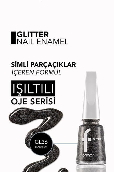 Flormar Glitter Oje Blackstar detay görünüm
