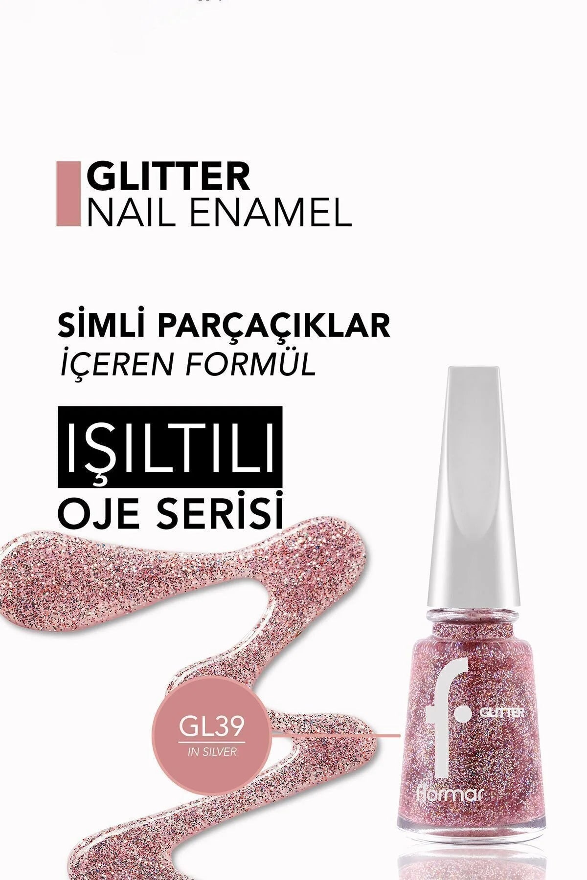 Flormar Glitter Oje Red In Silver detay görünüm