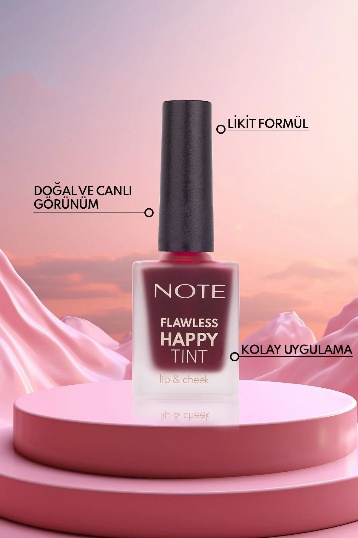 Note Flawless Happy Tint Lip & Cheek 02 Wild Cherry Mor Likit Allık