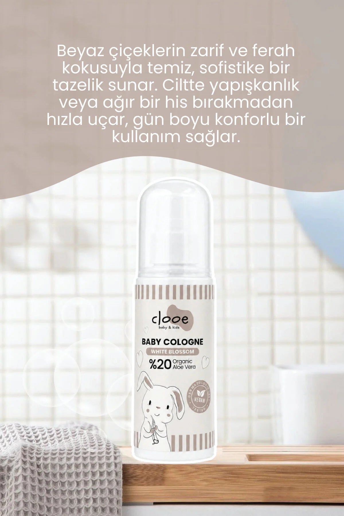 Clooe Vegan Bebek Kolonyası White Blossom kullanım görseli