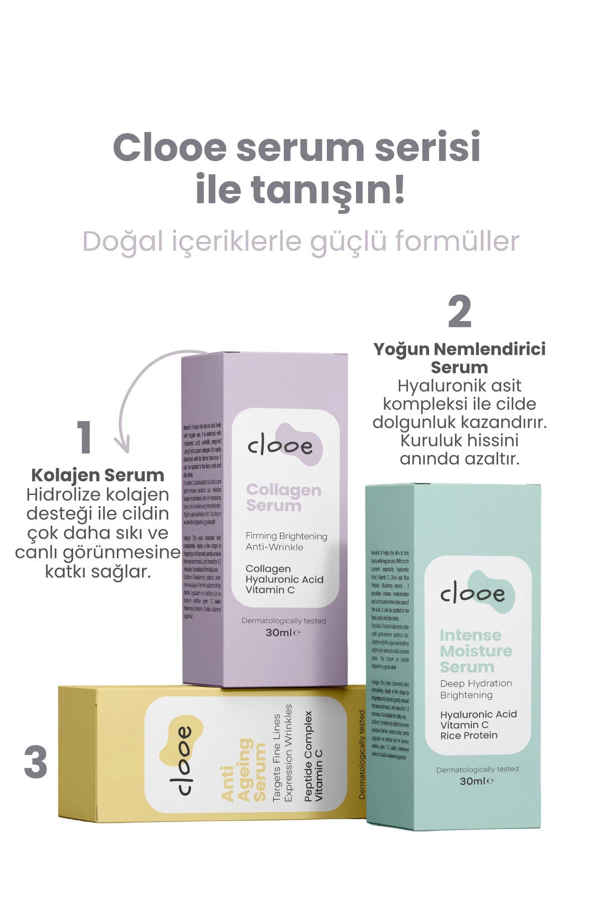 Clooe Yaşlanma Karşıtı Serum arka etiket içerik listesi