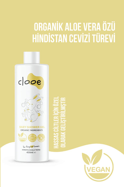 Clooe Vegan Bebek Duş Jeli 400ml kullanım örneği