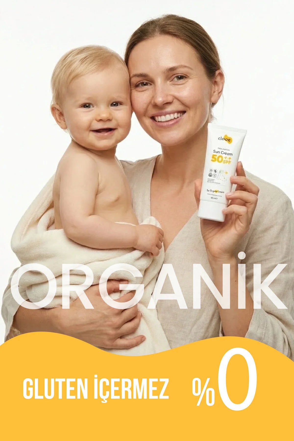 Clooe Organik Bebek Çocuk Güneş Kremi SPF50 detay görünüm