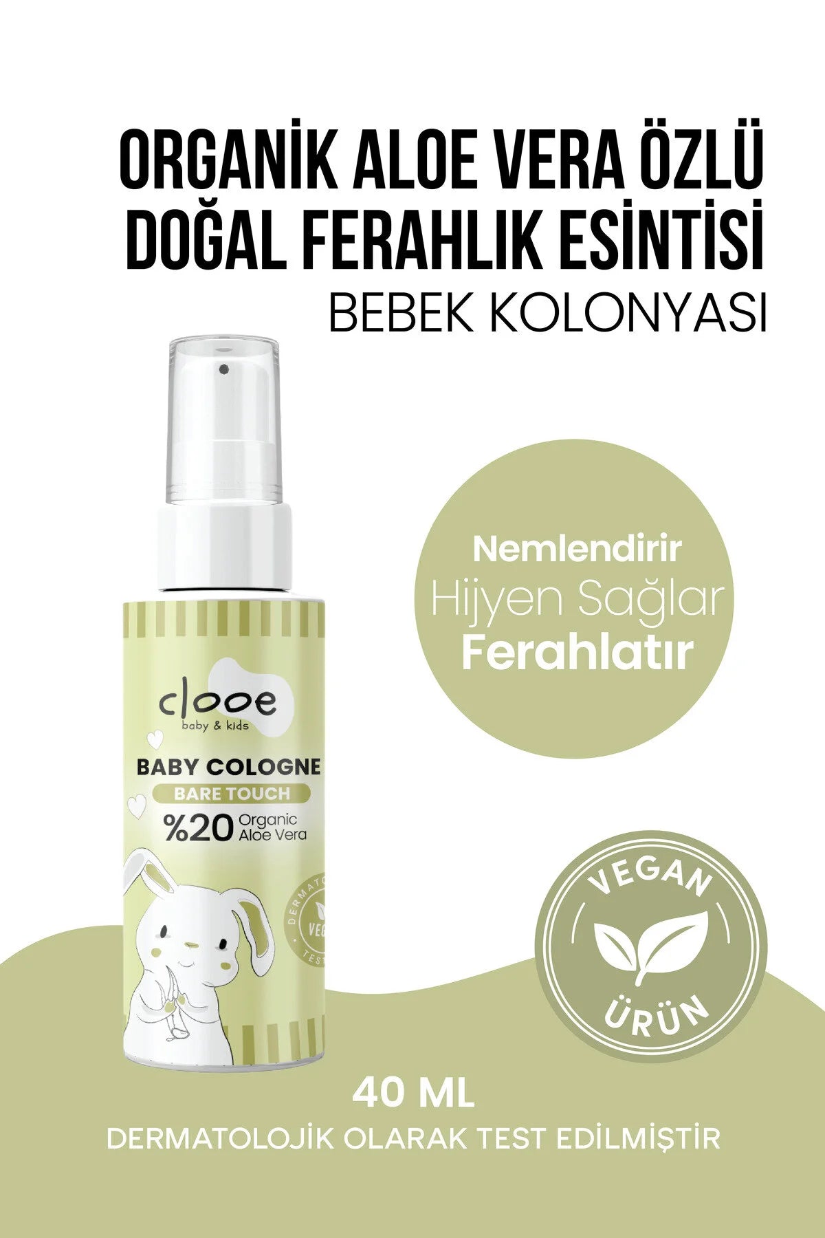 Clooe Vegan Bebek Kolonyası Bare Touch 40ml şişe görünümü