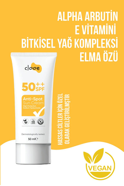 Clooe Leke Karşıtı SPF50 Güneş Kremi detay görünüm