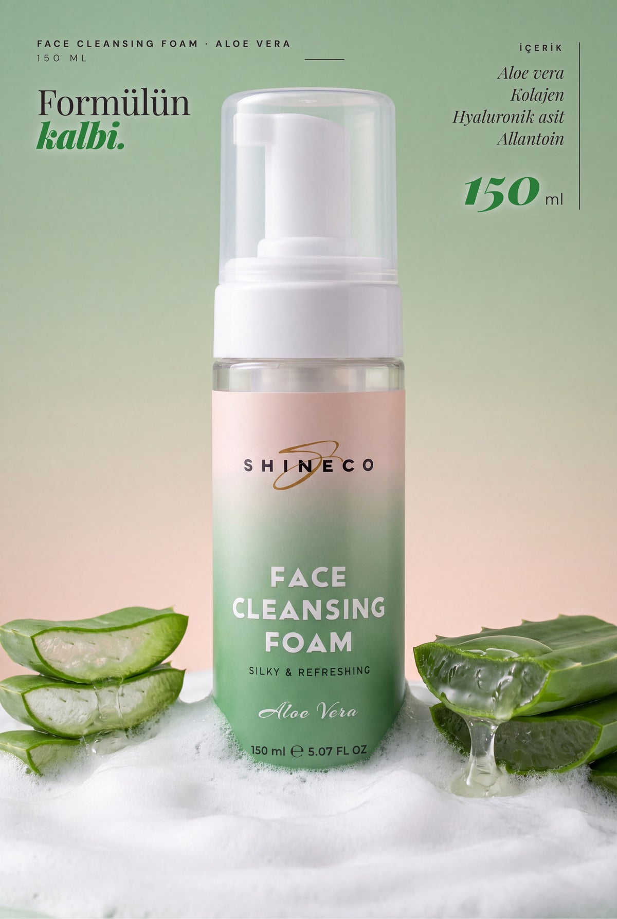 Shineco Aloe Vera Yuz Temizleme Kopugu